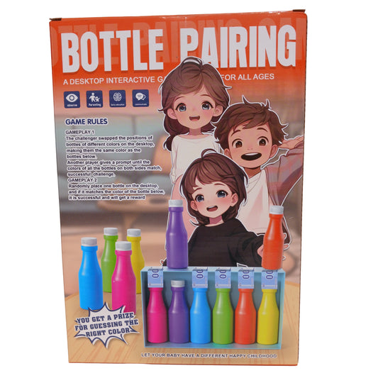 Kids interactive bottle pairing game with colorful bottles
