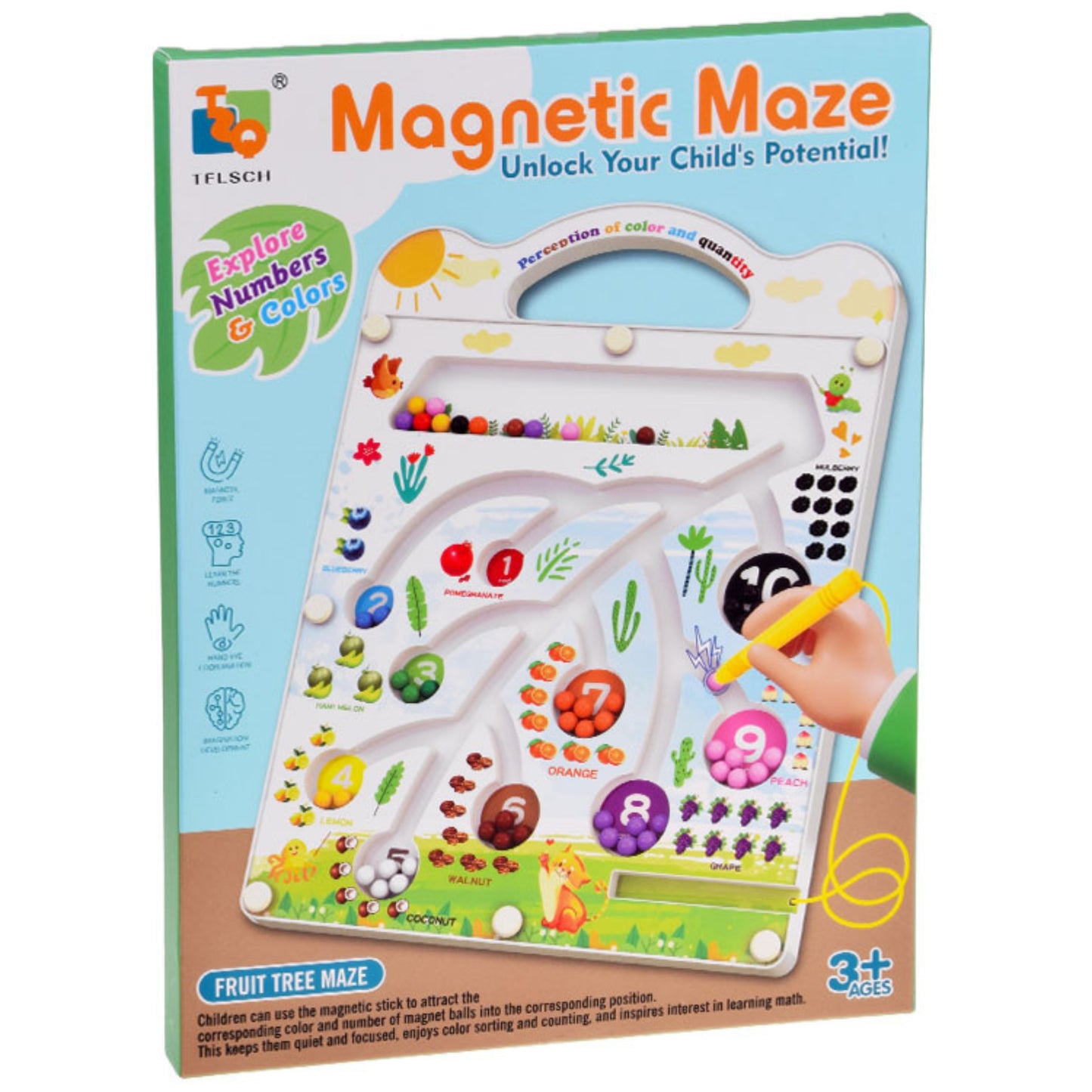 🧲🍎Magnetic Maze  Board Toy 🧠 | Numbers &amp; Colors Learning Game for Kids (3+ Years)