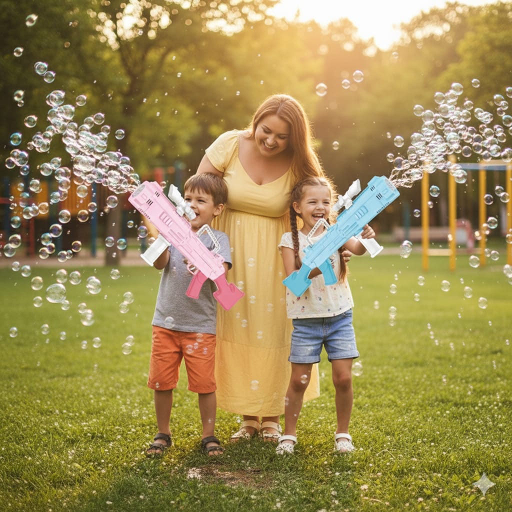 Rocket-Electric Light-Up Bubble Gun Kids' Perfect Summer Outdoor Birthday Gift Plastic Bubble Machine on Children's Day