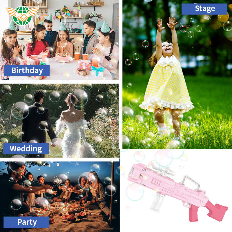 Rocket-Electric Light-Up Bubble Gun Kids' Perfect Summer Outdoor Birthday Gift Plastic Bubble Machine on Children's Day