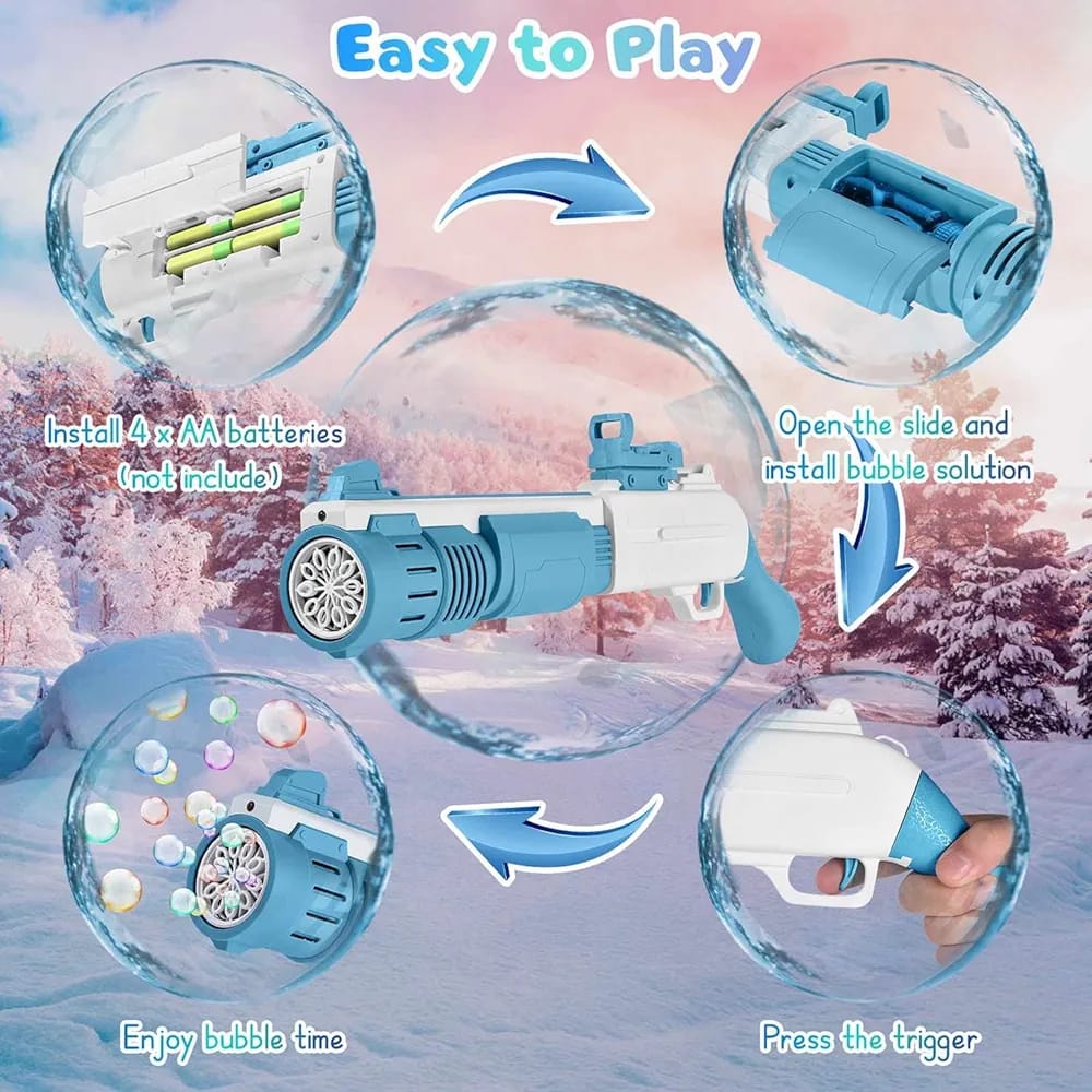 🫧🔫Electric Bubble Gun Shotgun for Kids – Automatic Bubble Blaster Toy
