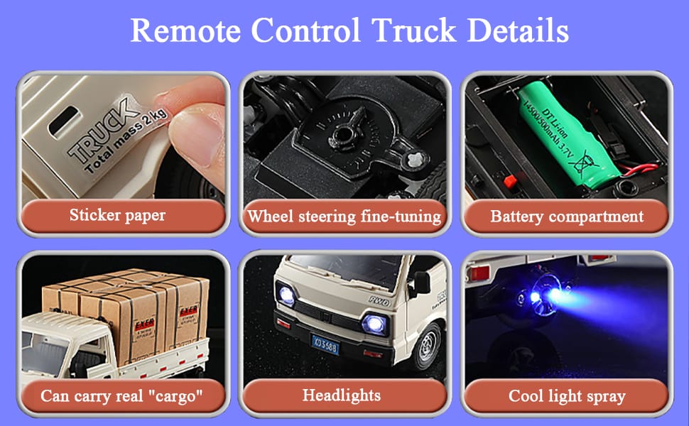 🚚 RC Truck Toy 1:16 Scale | 2.4GHz Remote Control Car | Spray Effect | LED Lights | Rechargeable Battery