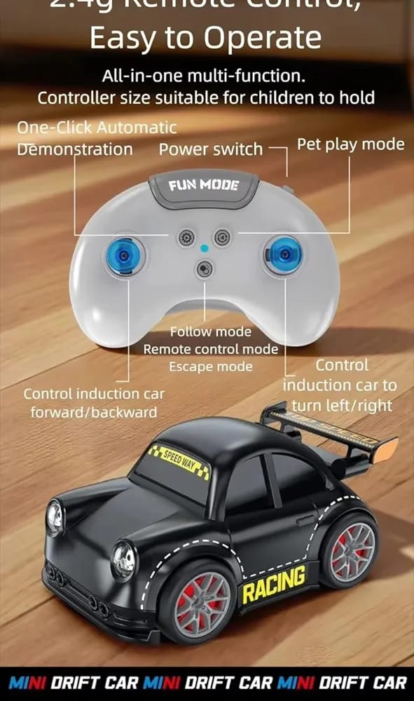 🚗 Mini Drift RC Car 2.4GHz , Remote & Induction Control , LED Lights , Rechargeable  ,  Kids Racing Toy