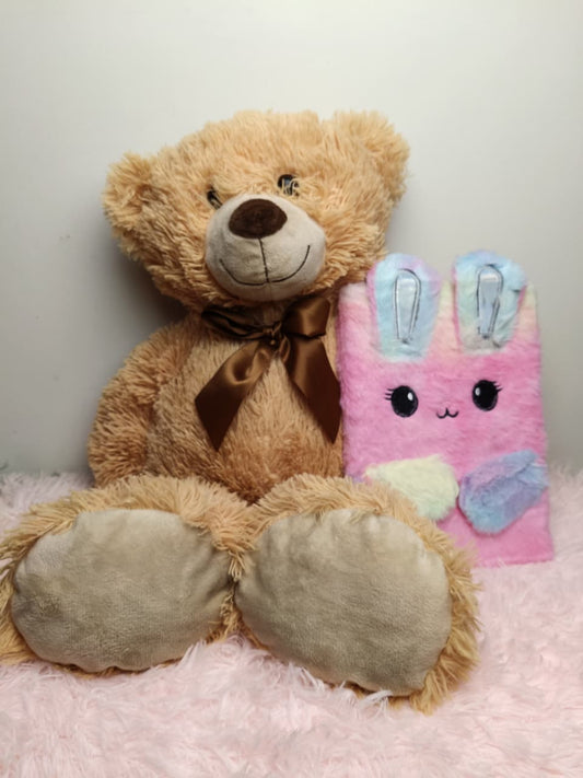 Cute Plush Diary Notebook – Soft Fur Cover Aesthetic Journal for School, Office & Gifting